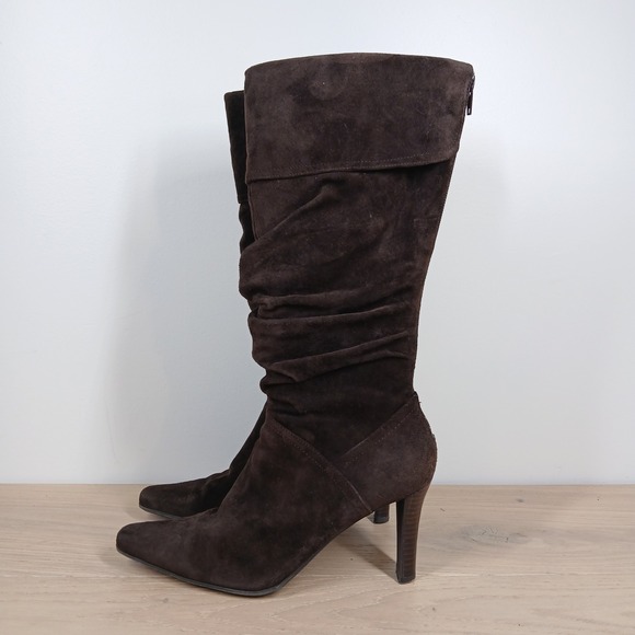 White Mountain Shoes - White Mountain Cady Boots Women 6.5 Brown Leather Slouchy Heeled Riding